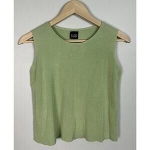 Eileen Fisher Green Sweater Tank Top Silk Cotton Blend Knit Women’s
